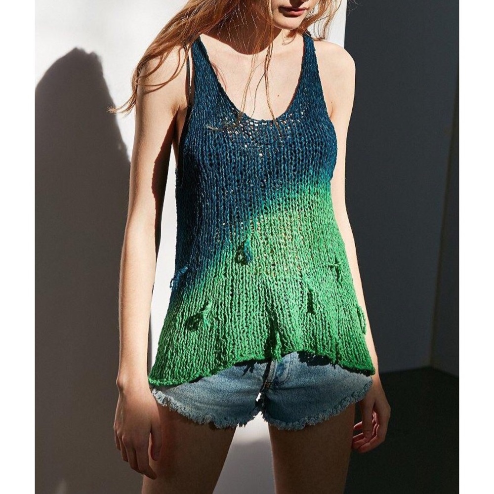 🟡 Ecotê Ombré Crochet Tank Top